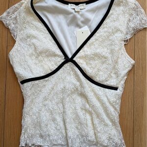 White Lace Top with Black Trim